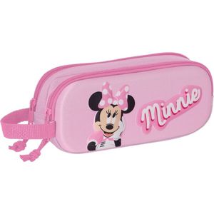 Pennenetui met 2 vakken - Minnie Mouse 3D - Roze (21 x 8 x 6 cm) | KOOP 2, KRIJG 15% KORTING!
