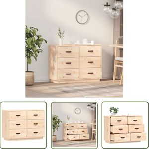 The Living Store Dressoir 100x40x75 cm massief grenenhout - Dressoir - Grenoble Hout - Vintage Stijl - Landelijke Woonkamer - Opbergkasten