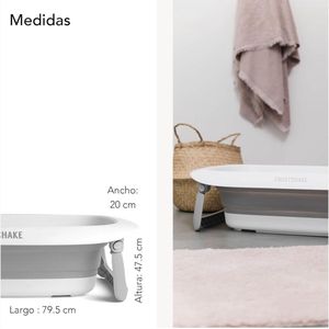 Opvouwbaar Antislip Babybadje - Ergonomisch Inklapbaar Veilig - Draagbare Badkuip voor Baby's - Douchebad voor Peuters - Geschikt voor 0+ Maanden - Capaciteit 30L - Grijs Wit Babybad