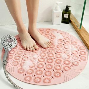 Douchemat ronde douchemat PVC badkamermat antislip douchebakmat met zuignappen douchematten voor badkamer machinewasbaar 55 x 55 cm roze