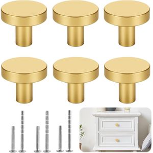 6 Stuks Meubelknoppen - Goud - Kastknoppen - Zwart - Kast Knoppen - Commode - Ladeknop - Meubelknop - Knop voor Kast - Kast Handvat - Geschikt voor Bureau Lade - Kasten - Kasten