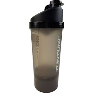 Tunturi Shakebeker Protein Shaker - met zeef en opslag 600ml - Zwart