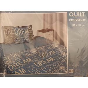 Quilt / Bedsprei 220 x 230 blauw - 100% Katoen