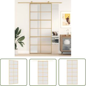 The Living Store Schuifdeur 90x205 cm mat ESG-glas en aluminium goudkleurig - Schuifdeur - Matglas - Gouden Kleur - Aluminium Frame - Binnendeur