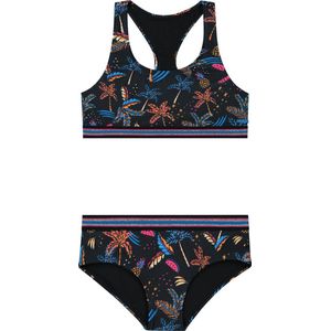 Shiwi Bikini set CHARLIE RACERBACK SET - HIPSTER - black palms - 134/140