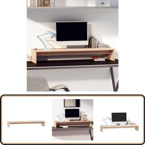 vidaXL Monitorstandaard - Grenenhout - 100x27x15 cm Monitorstandaard - Computerstandaard - Laptop Stand - Bureauorganisatie - Ergonomisch