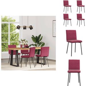 vidaXL Eetkamerstoel - Eetkamerstoelen - Dinerstoel - Stoel - Eetkamerstoelen 4 st fluweel wijnrood