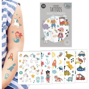 Kindertattoo Fantasie & Ontdekker - Plaktattoo - Tattoos voor Kinderen - Water Tattoos - Tatoeage voor Kids - Plak Tattoos - Thema: Fantasy & Ontdekker - Tattoo voor Kids