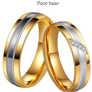 Zoëies goudkleurige liefdesring voor haar met steentjes 18 mm