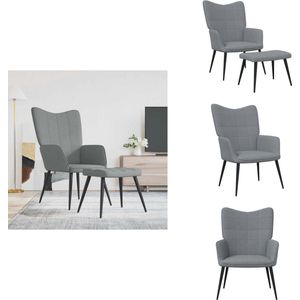 vidaXL Relaxstoel Met Voetenbank - Relaxstoelen Met Voetenbanken - Zetel Met Voetenbankje - Zetels Met Voetenbankjes - Relaxstoel met voetenbank stof lichtgrijs