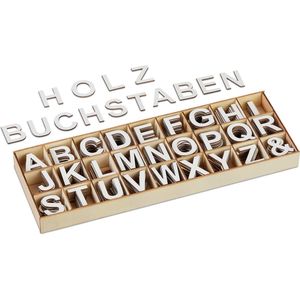 Relaxdays houten letters - 324-delige set - 3 cm - alfabet letters - knutselen - decoratie