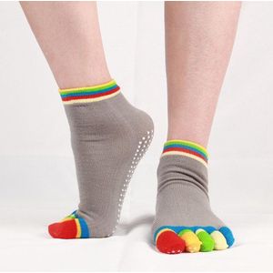 Yoga sport Sokken met ingenaaide tenen - Grijs met gekleurde tenen
