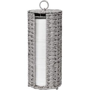 Vrijstaande toiletpapieropslag waterdichte opbergorganizer voor badkamer - Decoratieve rieten houderkast grijs - Toiletrolhouder