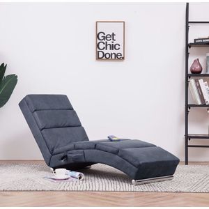 The Living Store Chaise Longue Grijze Kunstsuède 155x51x71 cm - Ergonomisch ontwerp - Massage - Verwarming