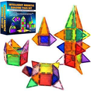 Magnetische bouwstenen tegels Montessori kinderspeelgoed voor jongens en meisjes - educatieve constructieset cadeau - verjaardag, voor 3-8 jaar (37st).
