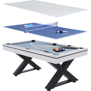 Concept-U - Multi-game tafel, ping-pong en witte houten biljart TEXAS