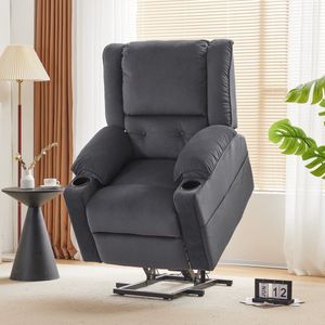 Sweiko Elektrische TV-fauteuil met opstaand, massagestoel met ligfunctie Elektrische massagestoel met 2-kophouders, massagefunctie, verwarmingsfunctie, massagestoel met afstandsbediening