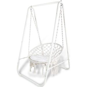 Hangstoel met Frame en 3 Kussens - Draagkracht tot 100 kg - Geschikt voor Binnen en Buiten - Perfect voor Tuinontspanning