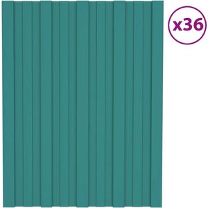 The Living Store Dakpanelen - Veelzijdig - Metalen - Afmeting- 60x45 cm - Ken- Groen - Gegalvaniseerd - 0.23mm (36 stuks)