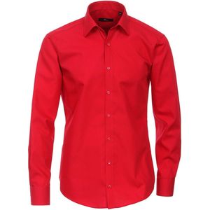VENTI modern fit overhemd - popeline - rood - Strijkvriendelijk - Boordmaat: 44