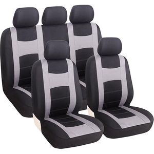 9-delige stoelhoezenset, autostoelhoezen, set voor 5-zits, autoautostoelhoezen, complete set, autostoelbeschermer, complete set (grijs)