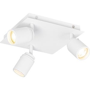 QAZQA ducha - Moderne Plafondspot | Spotje | Opbouwspot voor badkamer - 3 lichts - L 23 cm - Wit -