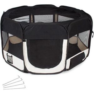 Topmast Puppyren  Puppytent Nylon Zwart Large Dia 128cm | Hoogte 61cm - Opvouwbaar