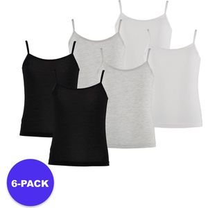 Apollo (Sports) - Bamboe Meisjes Hemd - Multi Zwart - Maat 134/140 - 6-Pack - Voordeelpakket