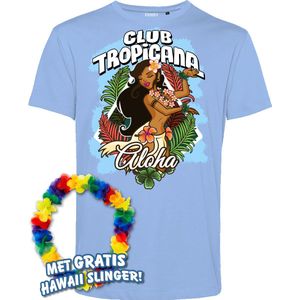 T-shirt Hula Meisje Aloha | Toppers in Concert 2024 | Club Tropicana | Hawaii Shirt | Ibiza Kleding | Lichtblauw | maat XXL