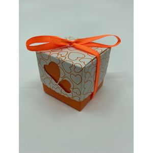 5 Cadeaudoosjes - Oranje - 5x5x5,3cm - Babyshower - met strik / lint - Gift Box / Bedankt