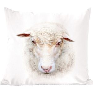 Sierkussen - Schaap Portret Wol - Bruin - 45 Cm X 45 Cm