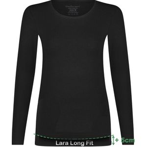 Comfortabel & Zijdezacht Bamboo Basics Lara - Bamboe T-Shirts (Multipack 2 stuks) Dames - Lange Mouwen - Long Fit - Zwart - XXL