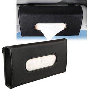 Zakdoekhouder voor auto - servethouder voor zonneklep - zwart PU-leer - auto accessoires .
