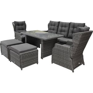 Ibiza premium stoel bank dining loungeset verstelbaar 6 delig antraciet
