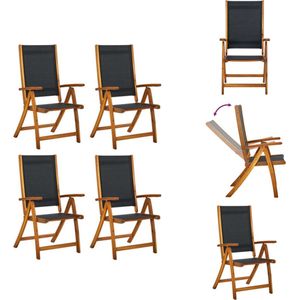 vidaXL Tuinstoel - Tuinstoelen - Eetstoel - Buitenstoel - Tuinstoelen inklapbaar 4 st massief acaciahout en textileen