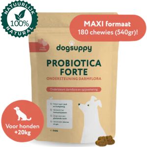 Grote rassen: Probiotica Forte snoepjes (MET KIP) | Ondersteunt Darmflora & Spijsvertering | 100% Natuurlijk | Hondensupplementen | Hondensnacks | 180 koekjes (maxi-pack)