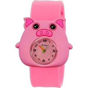 Fako® - Kinderhorloge - Slap On Mini - Varken - Roze