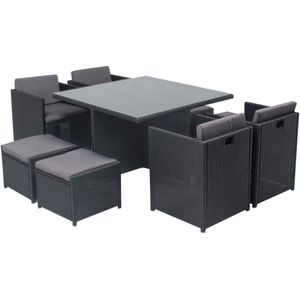 Concept-U - Tafel en stoelen 8 -Seater gebouwd in zwart/grijze hars MIAMI