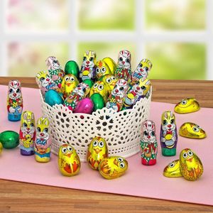 Gunz chocoladecadeau pasen - paaseieren, paashaasjes en kuikentjes - melk - 3 x 100 gram