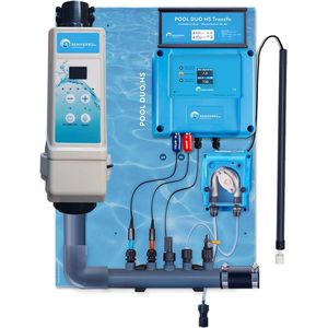 POOLTRONICS Zoutwatersysteem - Zoutelectrolyse zet zwembadzout om naar Chloor met Automatische Ph dosering - Zwembad Waterbehandeling systeem op Zoutwater - Zwembaden tem 60m³ - 21 g/u - MET FLOWSWITCH EN LEVELSWITCH