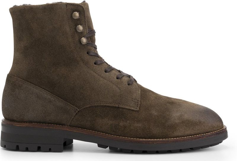 Travelin' Hosio Heren Veterboots - Lammy wollen voering - Kaki/Bruin suede leer