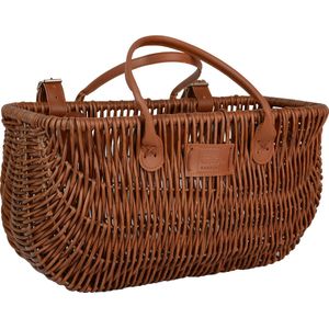 UNUS® Fietsmand – met leren riemen in modern rattan-look bruin