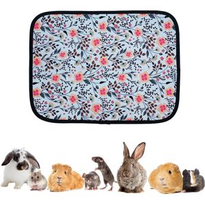 Strooiselmat Voor knaagdieren - Fleece - 60x45 cm - Bloemenprint