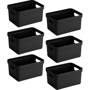 Sunware - Sigma home opbergbox 5L zwart - Set van 6