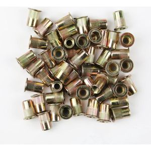 Klinkmoeren M6 platte kop - 60 stuks, verzinkt koolstofstaal, hoge corrosiebestendigheid - voor meubels, auto's, doe-het-zelfprojecten, hout en metaal .