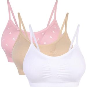 Dames ondergoed Strech Duenn Push up Yoga Sports BH Bra Top Set voor fitnesstraining bekleding 2-/3-pack - kleurenRoze+Beige+Wit - maat M