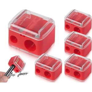 Mrs. Jones 4 stuks potloodslijper voor eyeliner make-upcosmeticaslijper met 2 gatendubbele puntenslijper voor cosmetische stiften - rood .