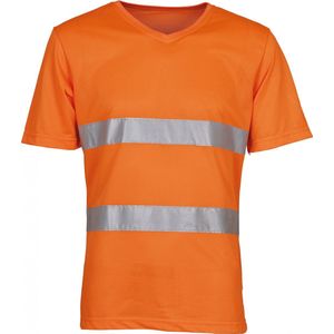 T-shirt Unisex L Yoko V-hals Korte mouw Hi Vis Orange 100% Polyester