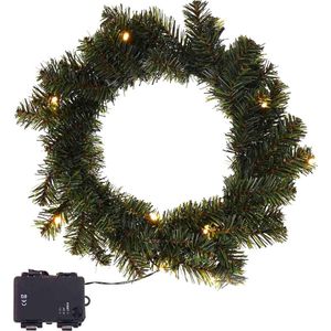 Cheqo® Kerstkrans met LED Verlichting - Krans - Kerstdecoratie - Kerstmis - Met Timer Functie - ø35 cm