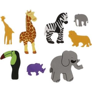32x Foam safari dieren knutsel materiaal voor kinderen - zelfklevende hobby artikelen 3-7 cm per dier